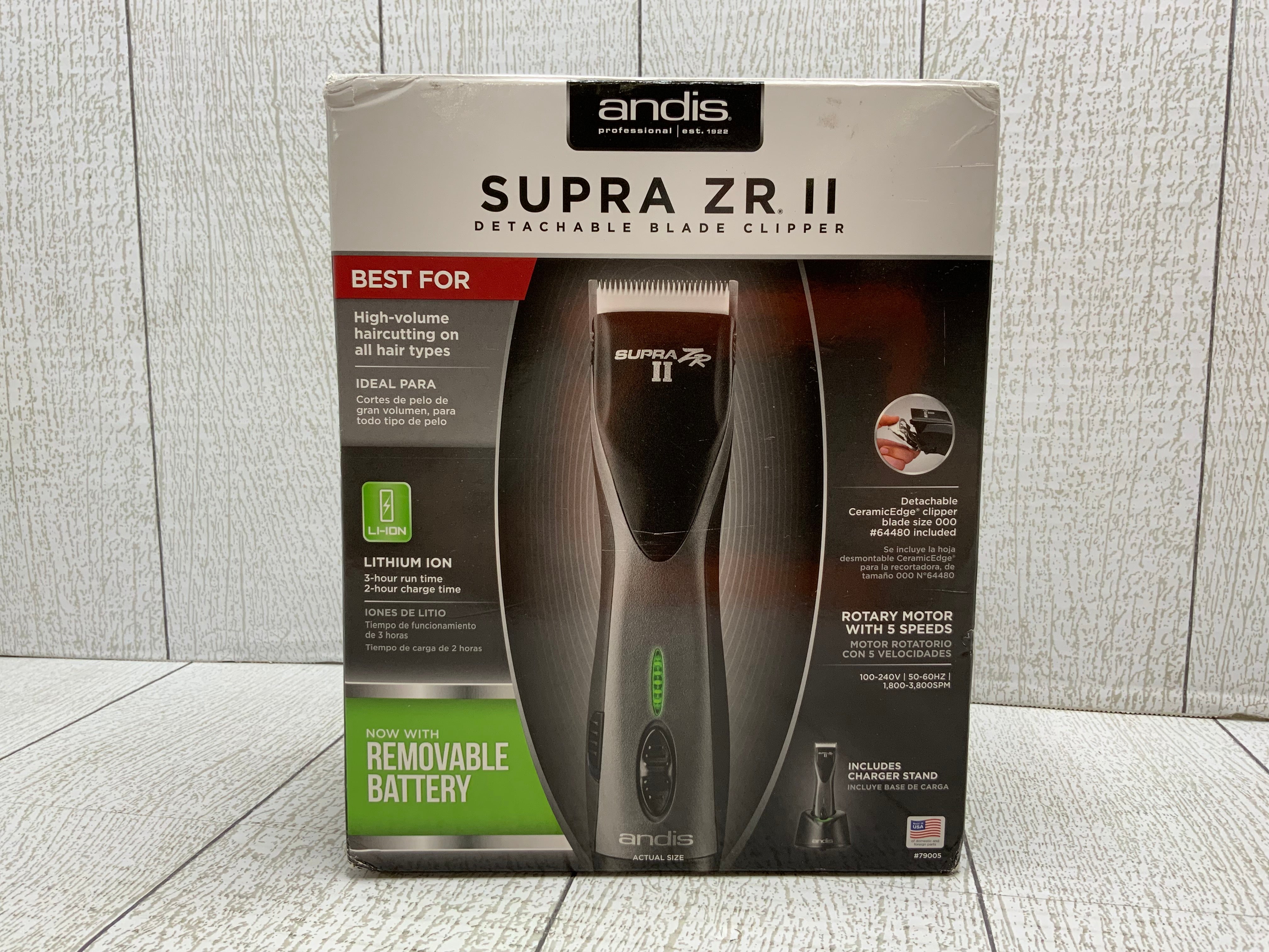 Andis 79005 Supra ZR II Cordless Rechargeable Hair & Beard Trimmer (8025504710894)
